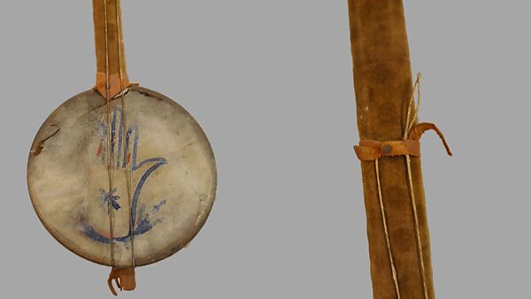 Gunibri, Gourd, leather, cloth, parchment, shells, Possibly Algerian or Tunisian