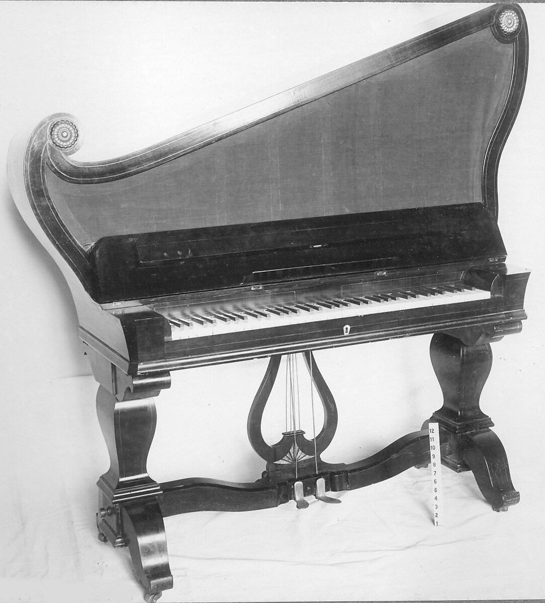 Upright (Giraffe) Piano, Rosewood, cloth, ivory, felt, German 
