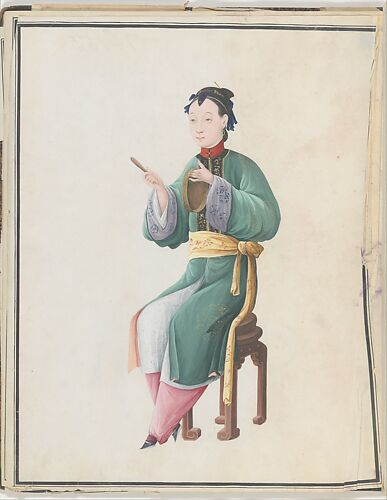 Watercolor of musician playing jiaoluo