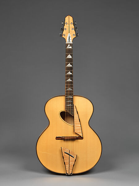 "Winter" from "The Four Seasons" (Serial number 200), John Monteleone (American, Islip, New York born 1947), Tyrolean maple, Tyrolean spruce, curly red maple, Macassar ebony, sterling silver, mother-of-pearl, diamond, nickel plating, natural blonde nitro-cellulose lacquer finish  , American