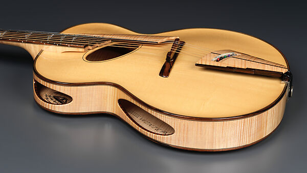 "Winter" from "The Four Seasons" (Serial number 200), John Monteleone (American, Islip, New York born 1947), Tyrolean maple, Tyrolean spruce, curly red maple, Macassar ebony, sterling silver, mother-of-pearl, diamond, nickel plating, natural blonde nitro-cellulose lacquer finish  , American