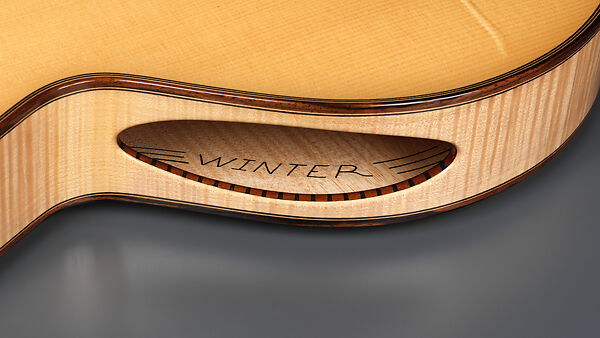 "Winter" from "The Four Seasons" (Serial number 200), John Monteleone (American, Islip, New York born 1947), Tyrolean maple, Tyrolean spruce, curly red maple, Macassar ebony, sterling silver, mother-of-pearl, diamond, nickel plating, natural blonde nitro-cellulose lacquer finish  , American