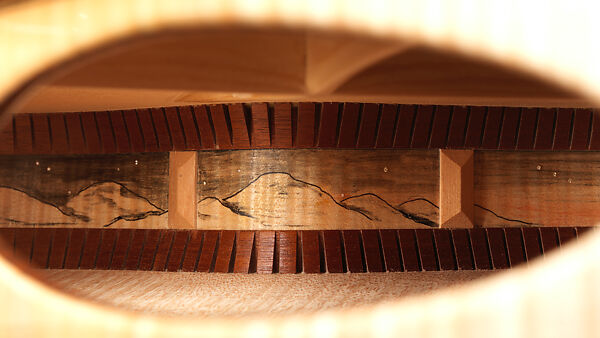 "Winter" from "The Four Seasons" (Serial number 200), John Monteleone (American, Islip, New York born 1947), Tyrolean maple, Tyrolean spruce, curly red maple, Macassar ebony, sterling silver, mother-of-pearl, diamond, nickel plating, natural blonde nitro-cellulose lacquer finish  , American