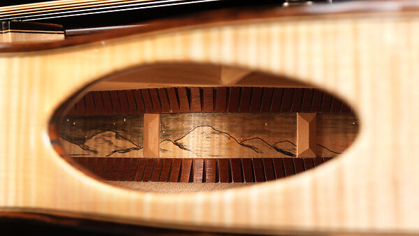 "Winter" from "The Four Seasons" (Serial number 200), John Monteleone (American, Islip, New York born 1947), Tyrolean maple, Tyrolean spruce, curly red maple, Macassar ebony, sterling silver, mother-of-pearl, diamond, nickel plating, natural blonde nitro-cellulose lacquer finish  , American