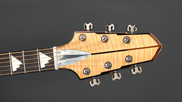 "Winter" from "The Four Seasons" (Serial number 200), John Monteleone (American, Islip, New York born 1947), Tyrolean maple, Tyrolean spruce, curly red maple, Macassar ebony, sterling silver, mother-of-pearl, diamond, nickel plating, natural blonde nitro-cellulose lacquer finish  , American