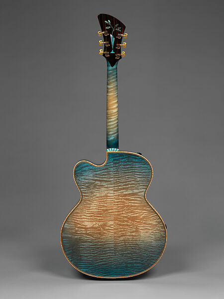 "Spring" from "The Four Seasons" (serial number 201), John Monteleone (American, Islip, New York born 1947), Red-tiger maple, Tyrolean spruce, Macassar ebony, curly red maple, mother-of-pearl, red abalone shell, turquoise, diamond, gold plating, blue nitro-cellulose lacquer finish, American