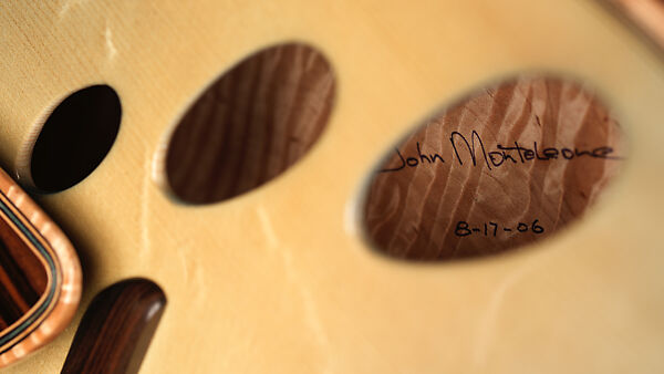 "Spring" from "The Four Seasons" (serial number 201), John Monteleone (American, Islip, New York born 1947), Red-tiger maple, Tyrolean spruce, Macassar ebony, curly red maple, mother-of-pearl, red abalone shell, turquoise, diamond, gold plating, blue nitro-cellulose lacquer finish, American