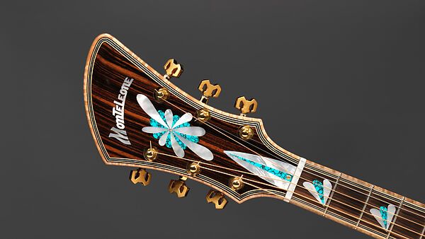 "Spring" from "The Four Seasons" (serial number 201), John Monteleone (American, Islip, New York born 1947), Red-tiger maple, Tyrolean spruce, Macassar ebony, curly red maple, mother-of-pearl, red abalone shell, turquoise, diamond, gold plating, blue nitro-cellulose lacquer finish, American