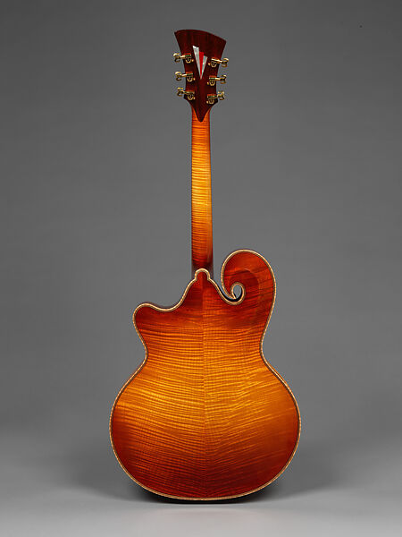 "Summer" from "The Four Seasons" (serial number 202), John Monteleone (American, Islip, New York born 1947), Big-leaf maple, Tyrolean spruce, African red padauk, Macassar ebony, red coral stones, mother-of-pearl, ruby, diamond, gold plating, red nitro-cellulose lacquer finish, American