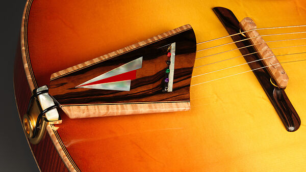 "Summer" from "The Four Seasons" (serial number 202), John Monteleone (American, Islip, New York born 1947), Big-leaf maple, Tyrolean spruce, African red padauk, Macassar ebony, red coral stones, mother-of-pearl, ruby, diamond, gold plating, red nitro-cellulose lacquer finish, American