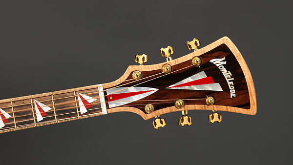 "Summer" from "The Four Seasons" (serial number 202), John Monteleone (American, Islip, New York born 1947), Big-leaf maple, Tyrolean spruce, African red padauk, Macassar ebony, red coral stones, mother-of-pearl, ruby, diamond, gold plating, red nitro-cellulose lacquer finish, American