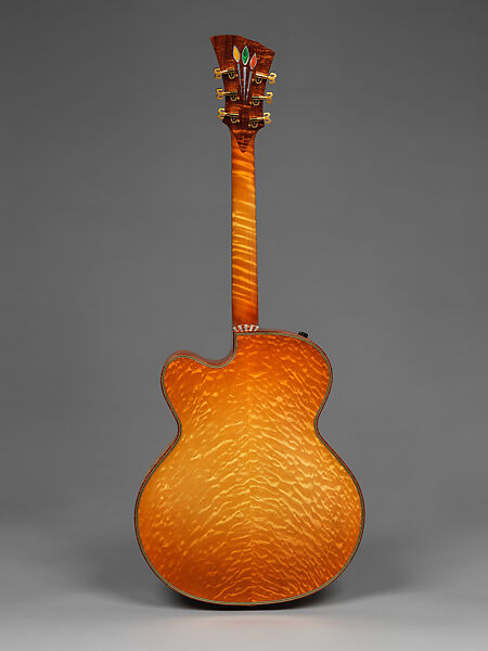 "Autumn" from "The Four Seasons" (serial number 203), John Monteleone (American, Islip, New York born 1947), Big-leaf maple, Tyrolean spruce, koa, Macassar ebony, curly red maple, stainless steel, spiny oyster coral stone, mother-of-pearl, diamond, gold plating, golden-brown nitro-cellulose lacquer finish, American