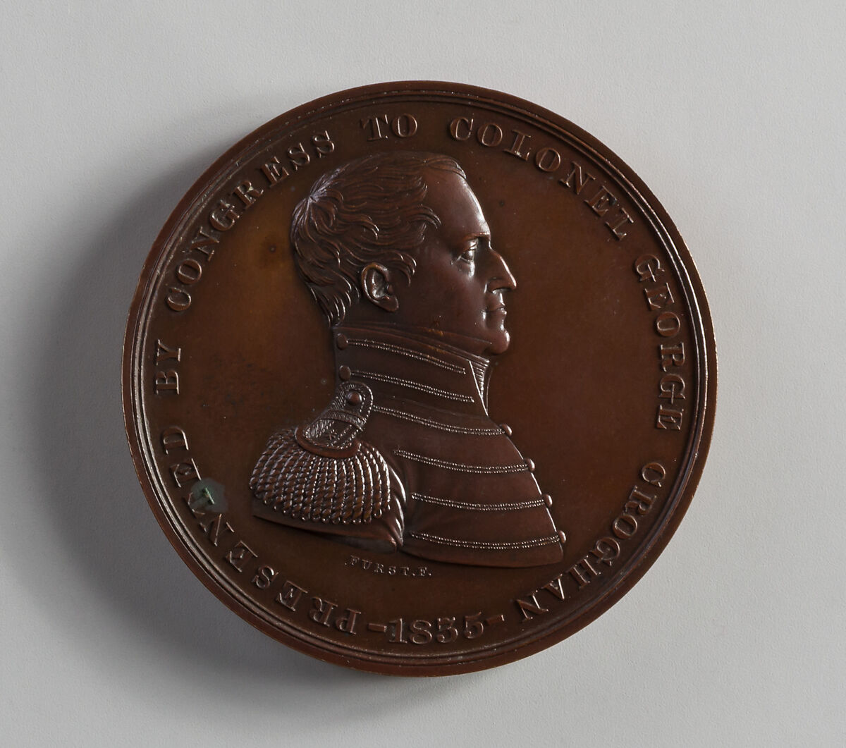 Medal of Colonel George Croghan, Moritz Fürst (born 1782, active United States, 1807–ca. 1840), Bronze, American 