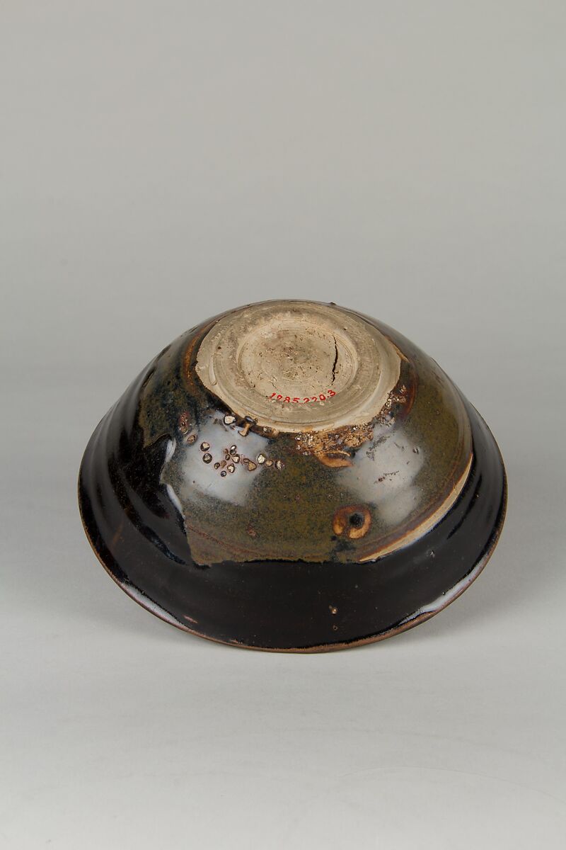 Bowl, Stoneware; dark slip on inner and outer surfaces, with black glaze, China