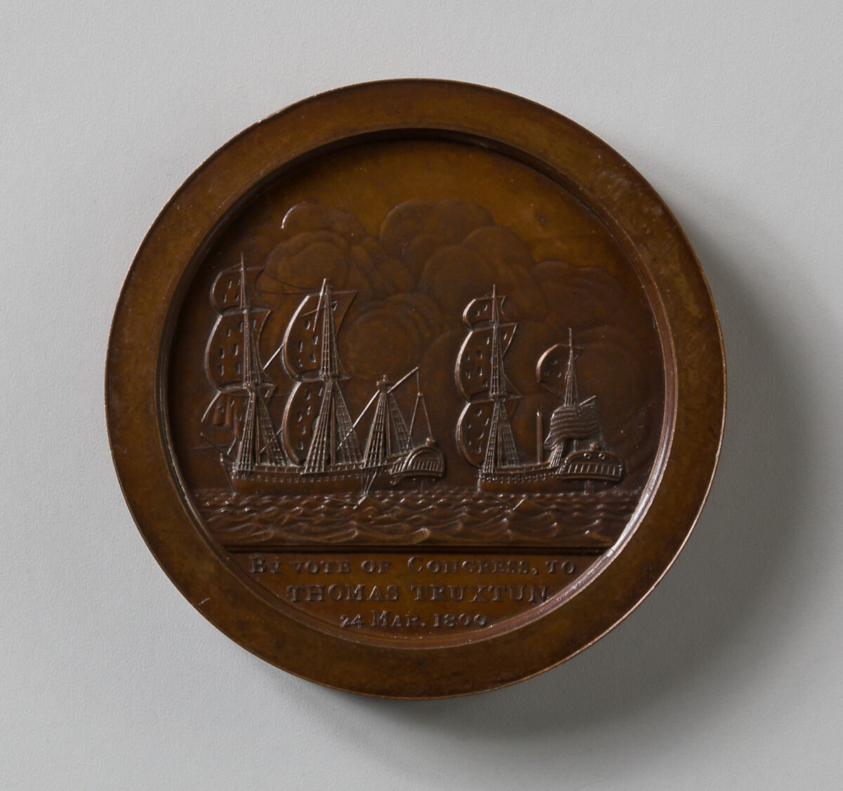 Medal of Captain Truxtun's Engagement with a French Cruiser in 1800, Moritz Fürst (born 1782, active United States, 1807–ca. 1840), Bronze, American