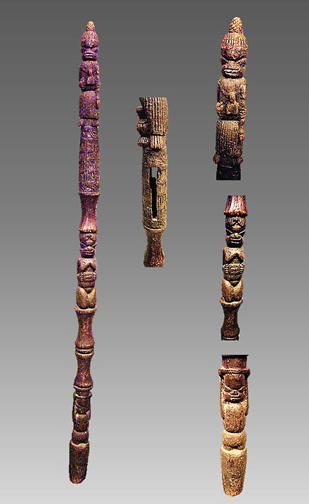 Ukhurhe (rattle staff), Wood, Edo people, court of Benin 