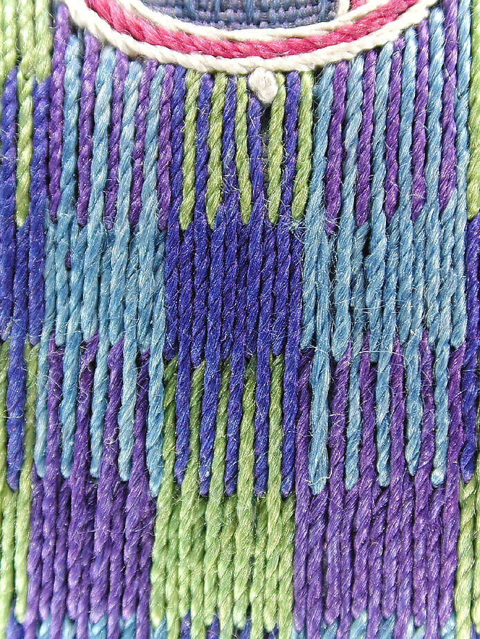 Civil-Official Hyungbae (Rank Badge), Silk embroidery on silk damask, Korea