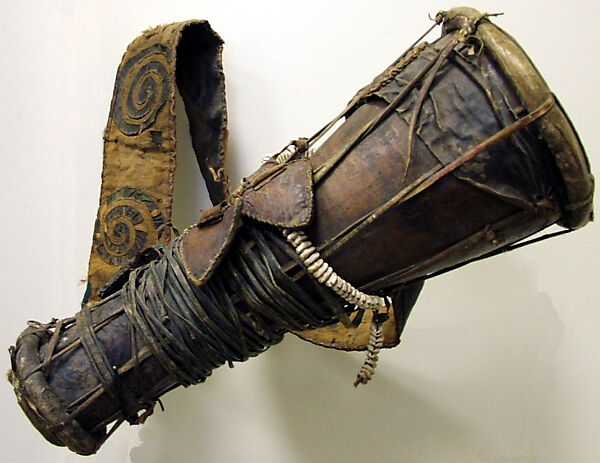 Bàtá (ìyáàlù) drum, Wood, hide, fabric, Yoruba people