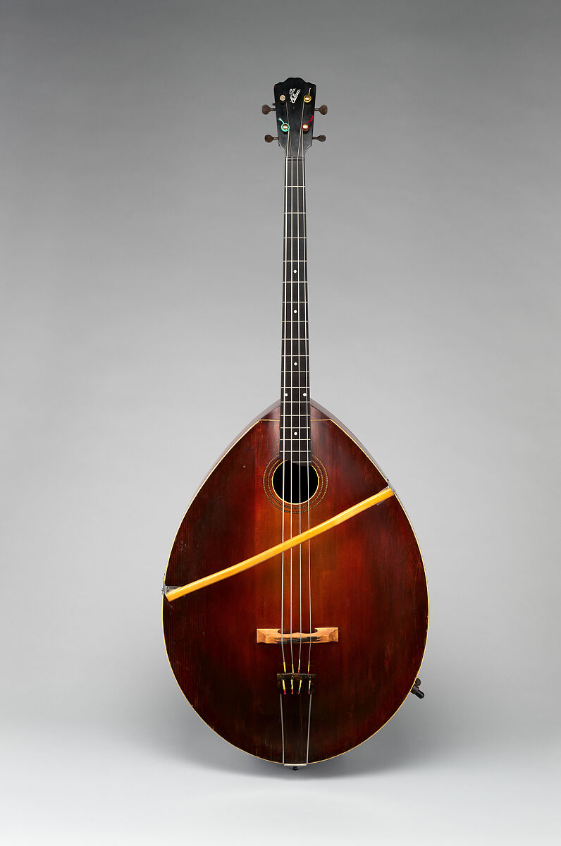 Mandobass, Gibson Mandolin-Guitar Manufacturing Co., Ltd. (American, founded Kalamazoo, Michigan 1902), Spruce, maple, mahogany, ivoroid, mother-of-pearl, nickel silver, brass, American 