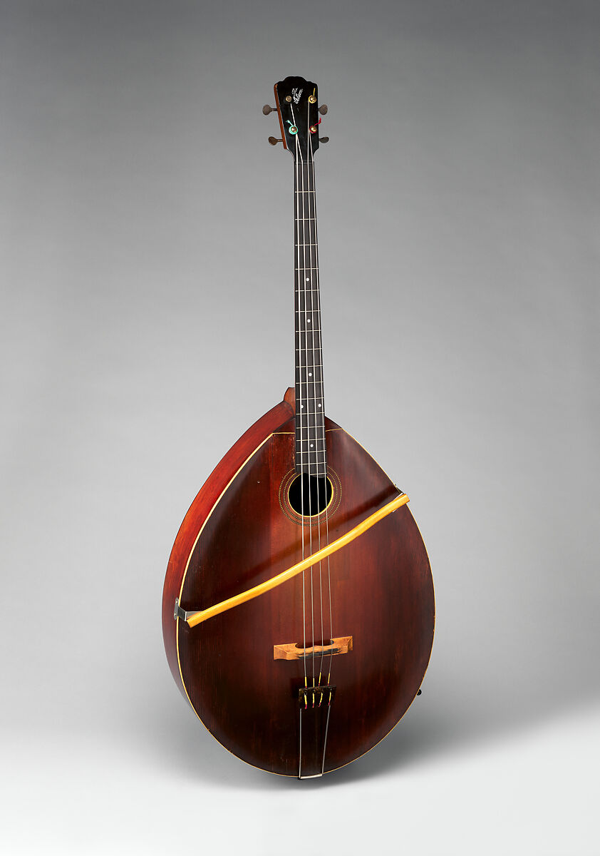 Mandobass, Gibson Mandolin-Guitar Manufacturing Co., Ltd. (American, founded Kalamazoo, Michigan 1902), Spruce, maple, mahogany, ivoroid, mother-of-pearl, nickel silver, brass, American