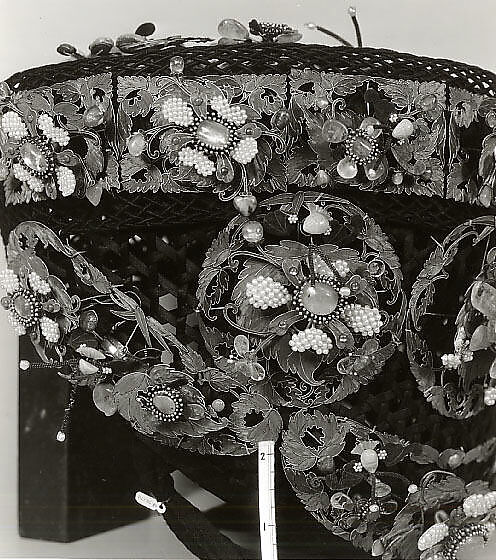 Court Headdress, Gold, gilt metal, natural and artificial stones, China