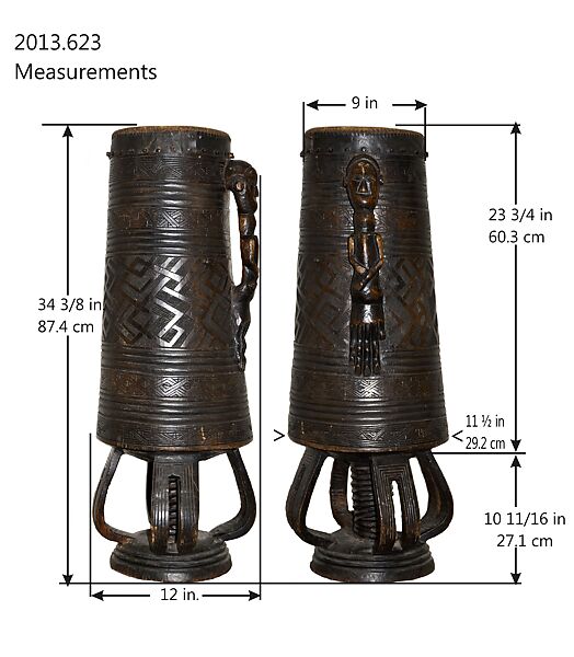 Drum, wood, hide, Kuba (Shoowa)