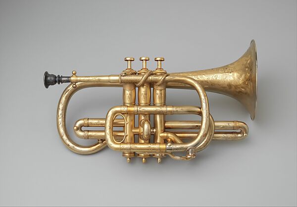 Cornet, Karl Moritz Missenharter, Brass, gold plate, American 