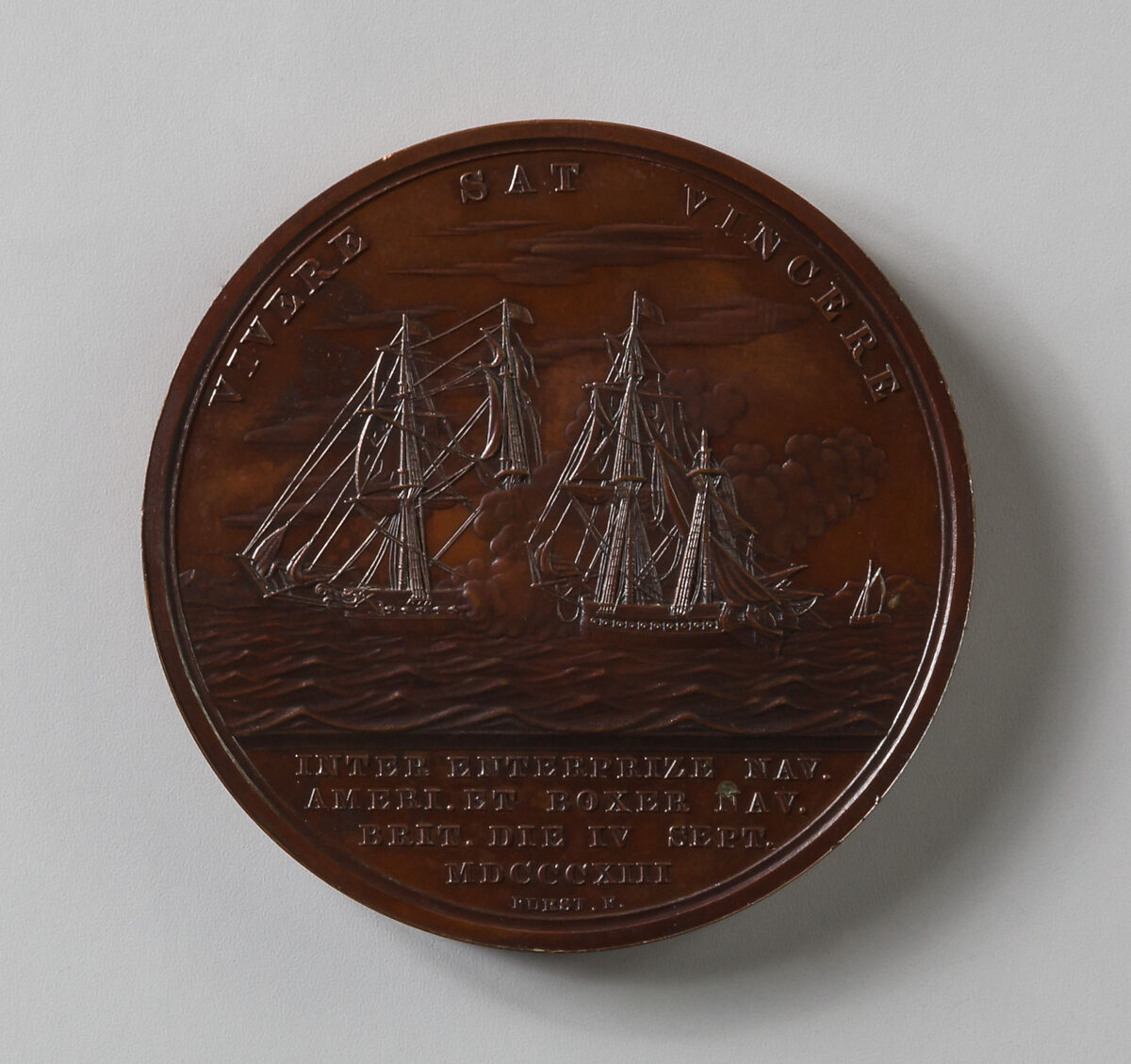 Medal in Memory of Lieutenant William Burrows, Moritz Fürst (born 1782, active United States, 1807–ca. 1840), Bronze, American