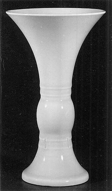 Vase in the shape of an ancient ritual beaker (gu), Porcelain with a pale green glaze (Jingdezhen ware), China 
