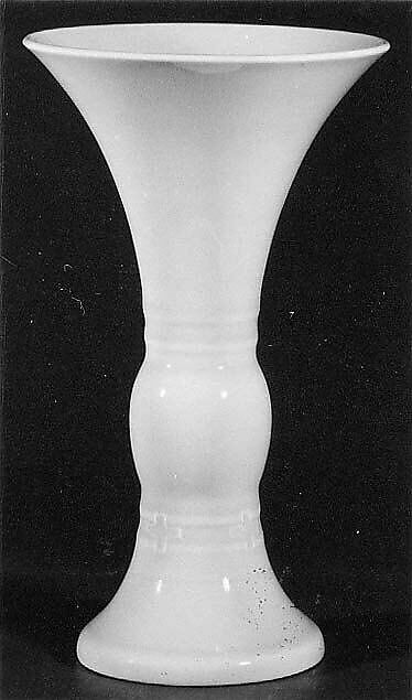 Vase in the shape of an ancient ritual beaker (gu), Porcelain with a pale green glaze (Jingdezhen ware), China 