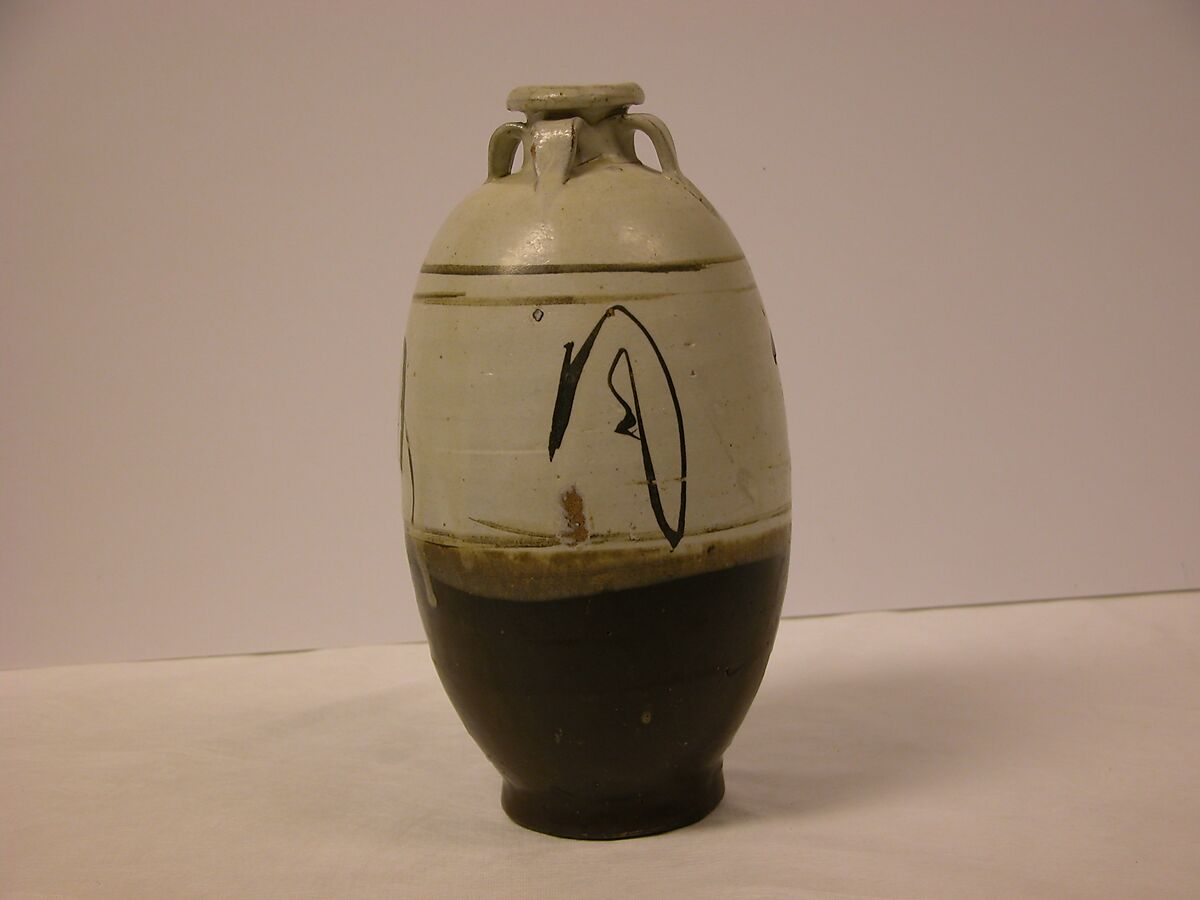 Bottle, Stoneware, glazed (Cizhou ware), China 