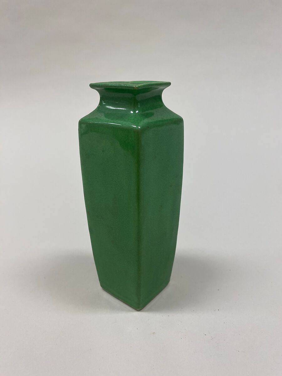 Square vase, Porcelain with green glaze (Jingdezhen ware), China 
