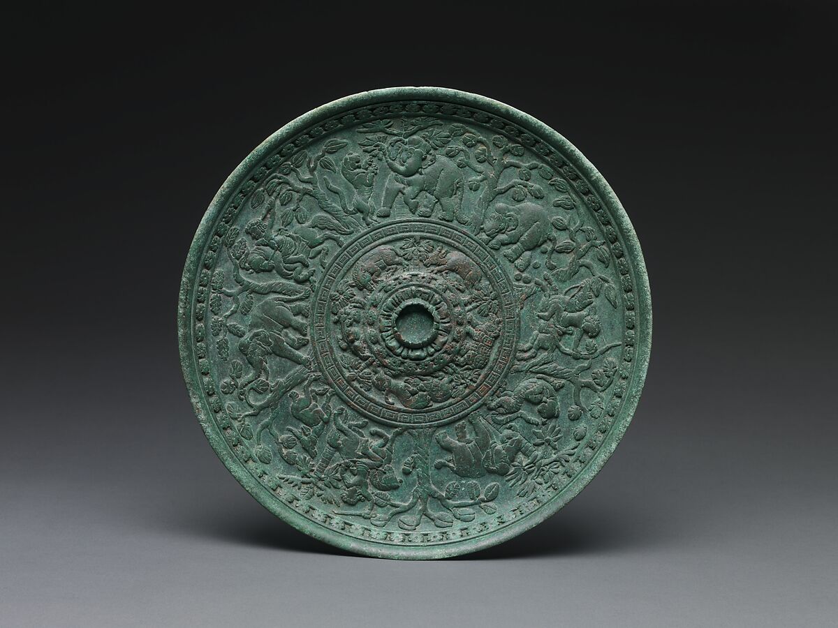 Footed Dish with Equestrian Hunting Scene, Copper alloy, Central Vietnam