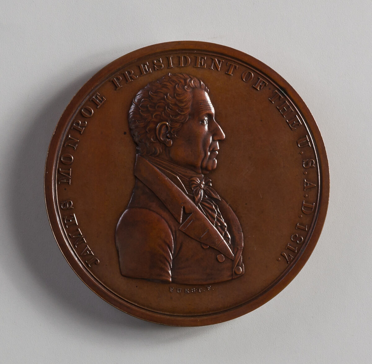 Medal of James Monroe, Moritz Fürst (born 1782, active United States, 1807–ca. 1840), Bronze, American 