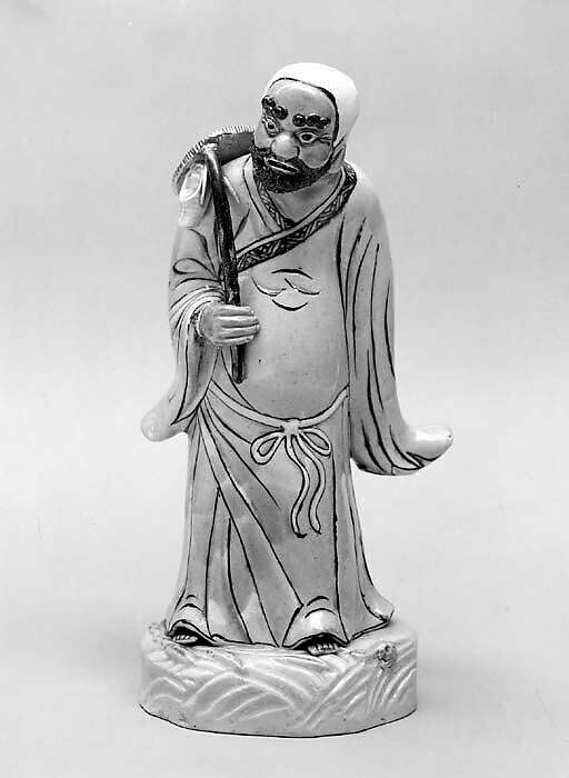 Figure of Bodhidharma Crossing Yangtze River on Reed, Porcelain decorated with enamels on the biscuit, China 