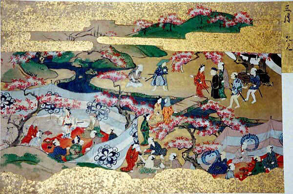 Activities of Twelve Months of the Year (Tsukinami-e), Album of twelve paintings; ink, color, and gold on paper, Japan