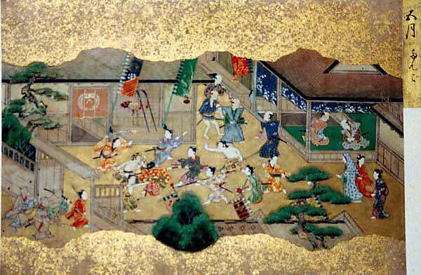 Activities of Twelve Months of the Year (Tsukinami-e), Album of twelve paintings; ink, color, and gold on paper, Japan