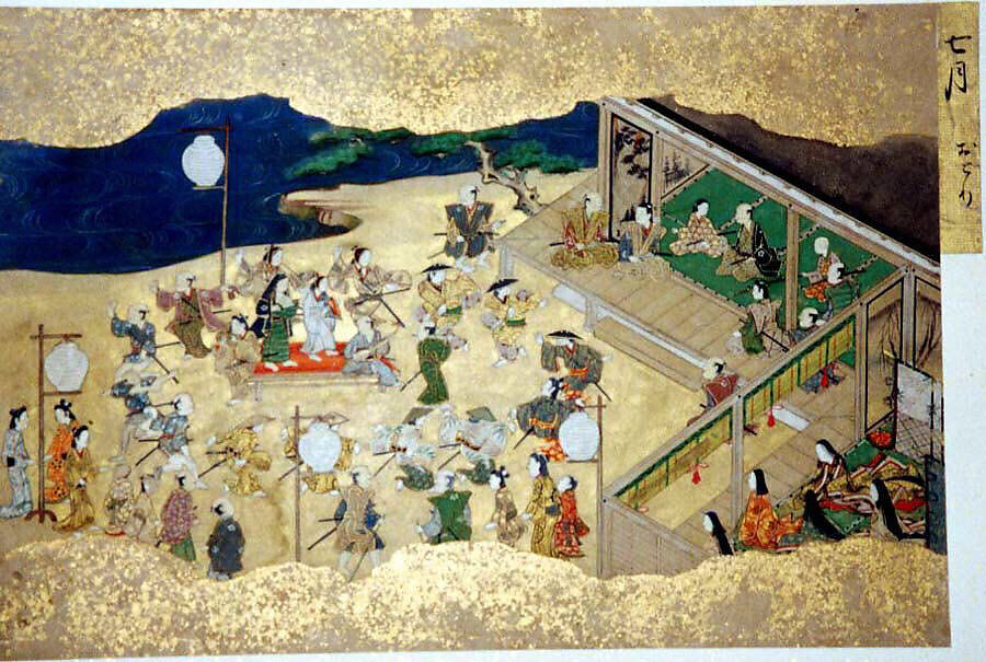 Activities of Twelve Months of the Year (Tsukinami-e), Album of twelve paintings; ink, color, and gold on paper, Japan