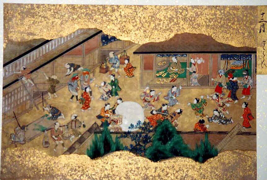 Activities of Twelve Months of the Year (Tsukinami-e), Album of twelve paintings; ink, color, and gold on paper, Japan