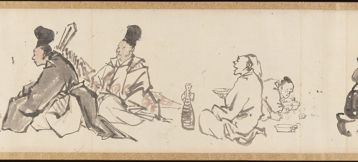 Frolicking Figures and Animals, Kawanabe Kyōsai 河鍋暁斎 (Japanese, 1831–1889), Handscroll; wash drawing, Japan