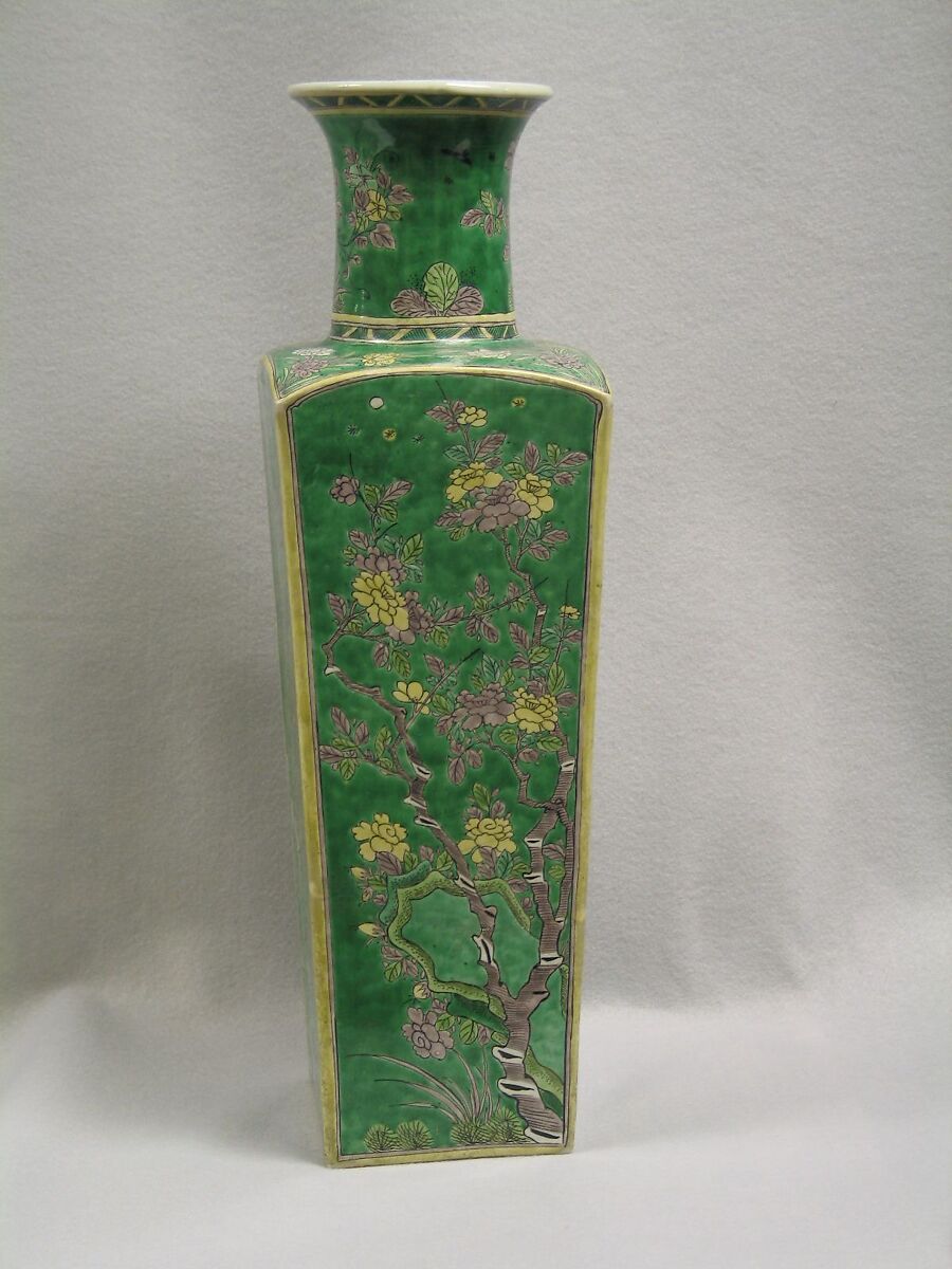 Vase (one of a pair), Porcelain painted in overglaze famille verte enamels, China