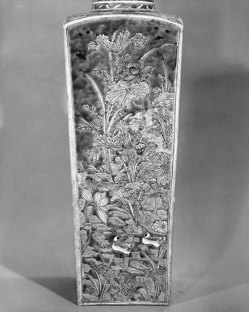 Vase (one of a pair), Porcelain painted in overglaze famille verte enamels, China