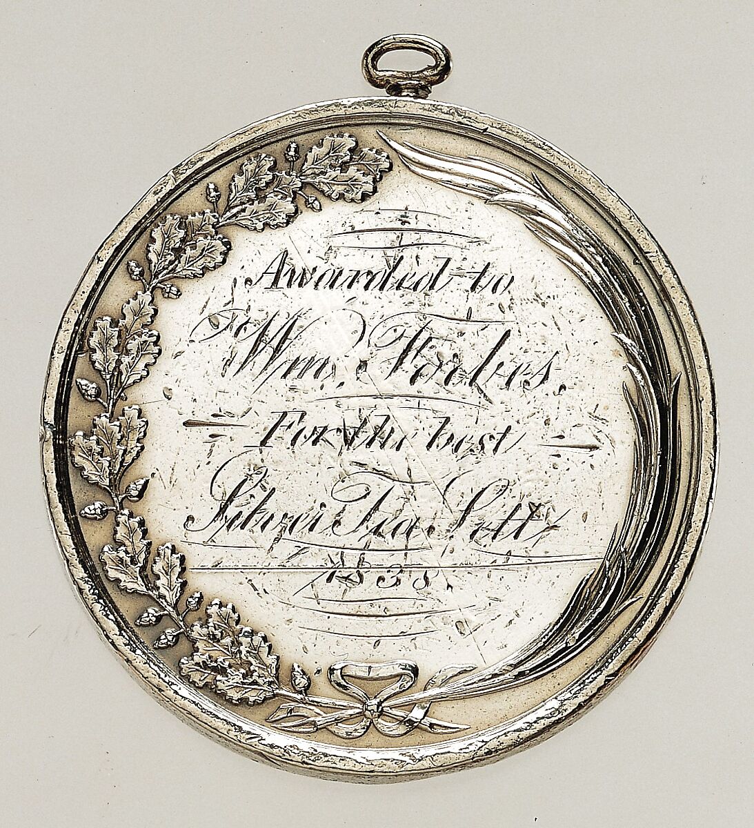 American Institute Award Medal, Moritz Fürst (born 1782, active United States, 1807–ca. 1840), Silver, American