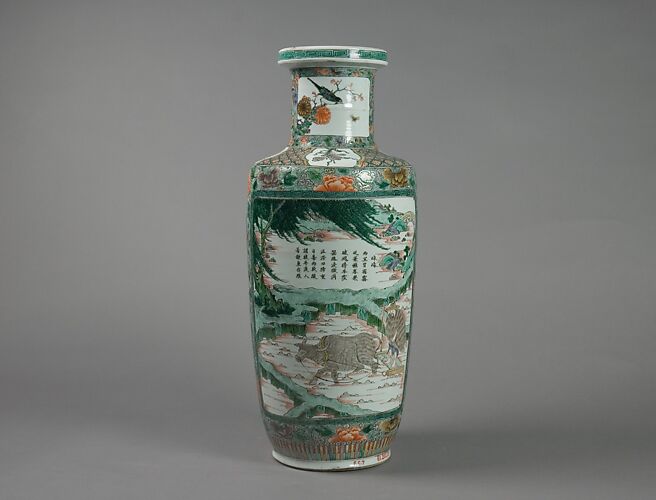 Vase with scenes and poems from Farming and Weaving