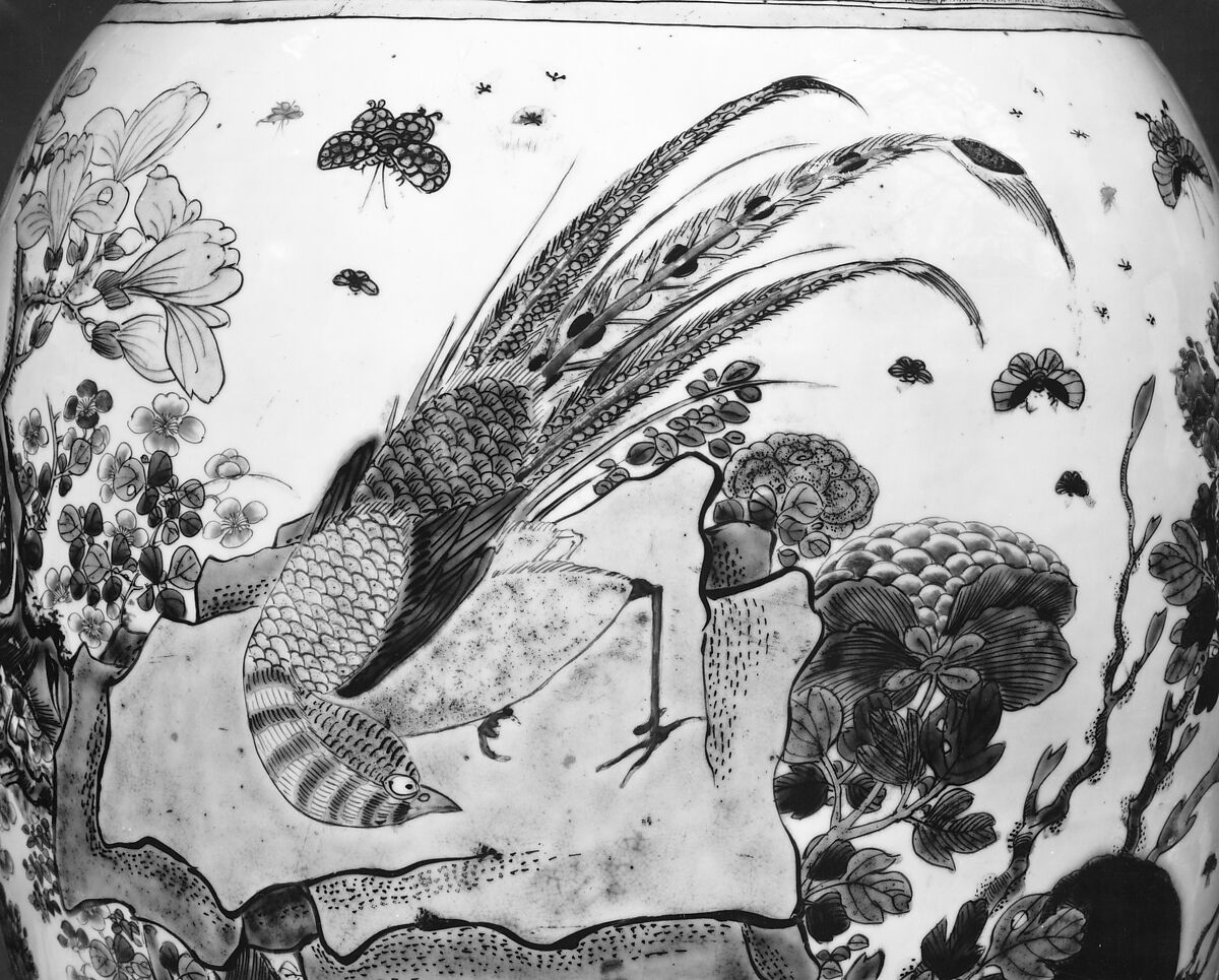 Vase, Porcelain painted in famille verte enamels with blue, red, and gold, China