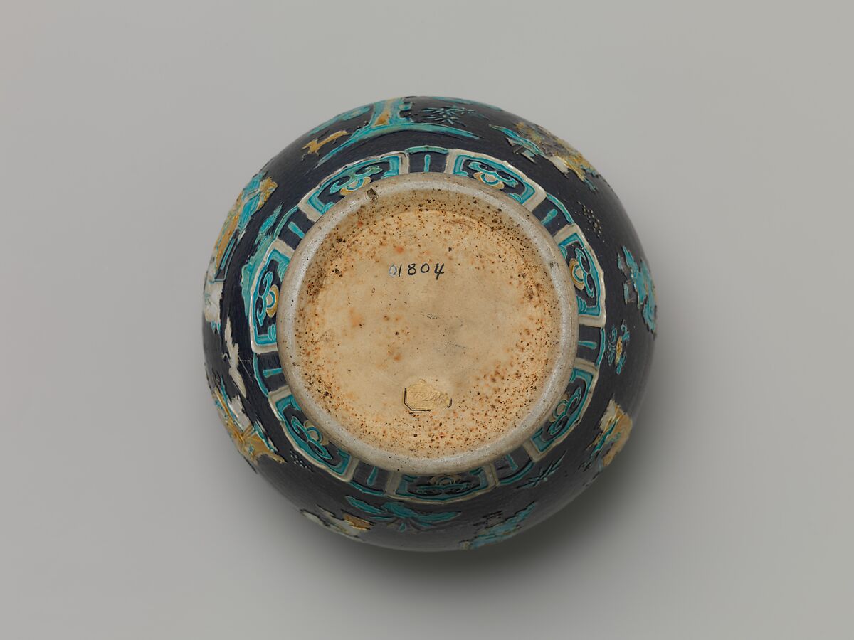 Jar with immortals, Porcelain with raised slip and enamels (Jingdezhen ware), China