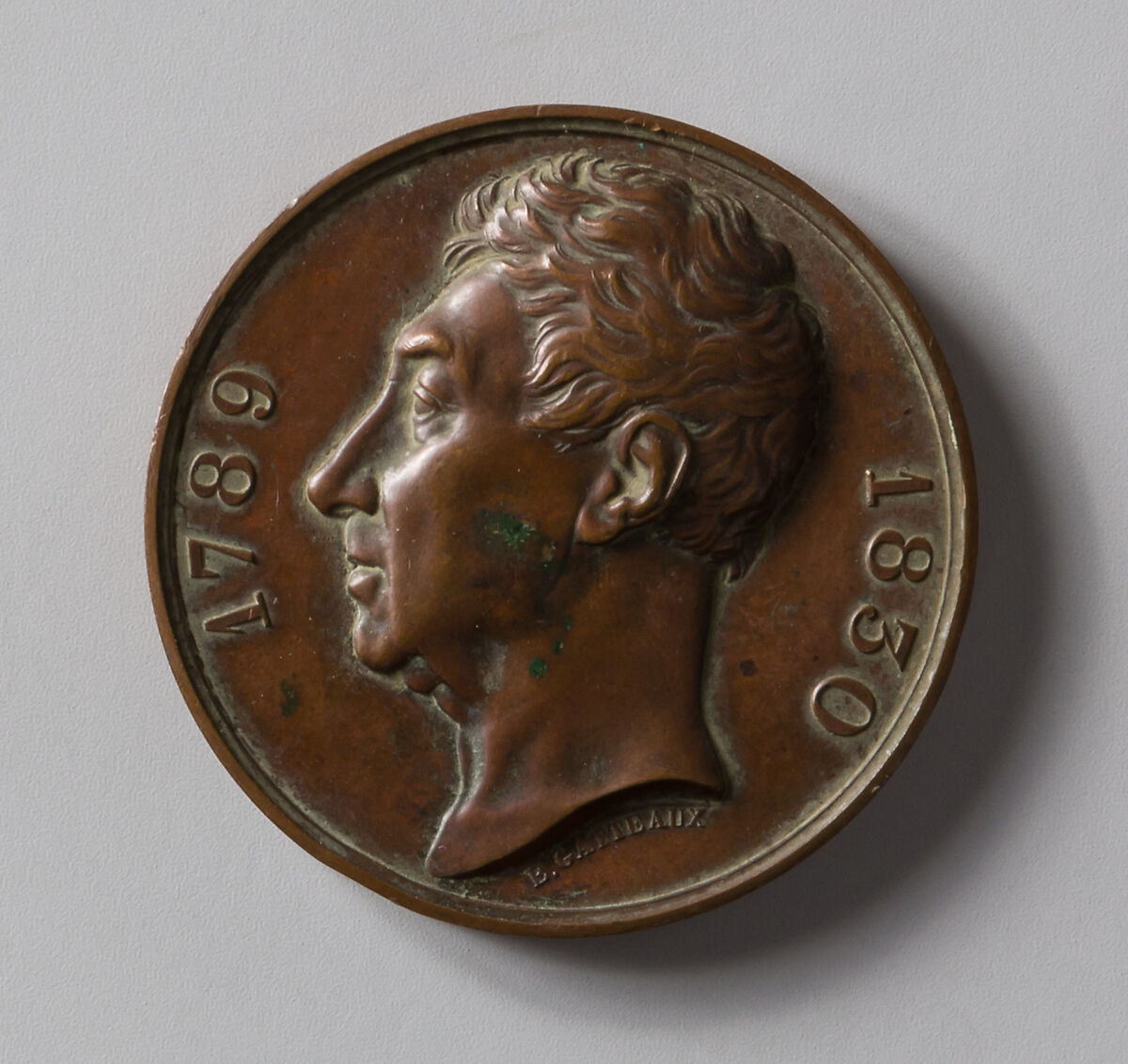 Medal of the Marquis de Lafayette, Jacques Edouard Gatteaux (French, Paris 1788–1881 Paris), Bronze 