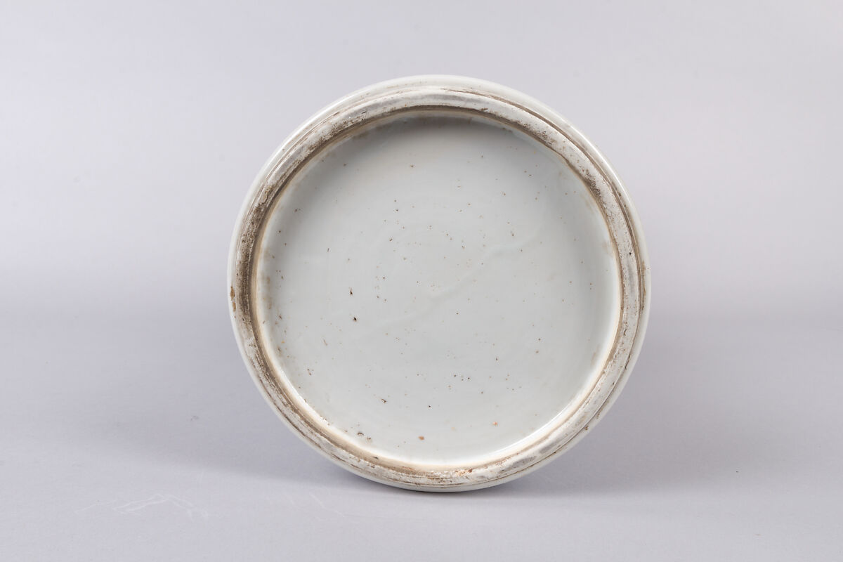 Vase with ladies, plants, and landscape, Porcelain painted in underglaze cobalt blue (Jingdezhen ware), China