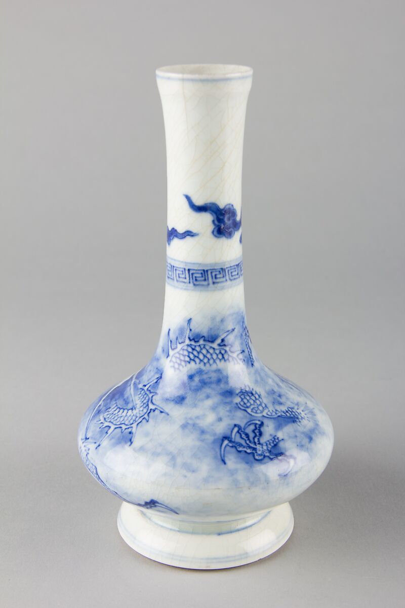 Vase with dragon, Porcelain painted in underglaze cobalt blue (Jingdezhen ware), China