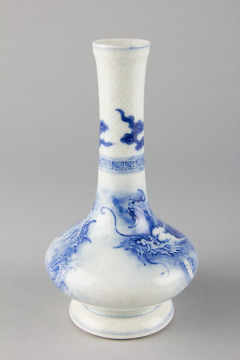 Vase with dragon, Porcelain painted in underglaze cobalt blue (Jingdezhen ware), China